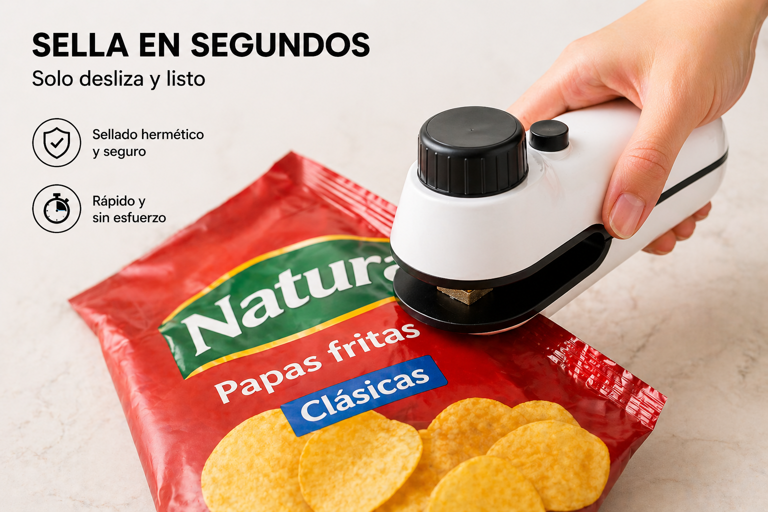 Mini Sellador de Bolsas 2 en 1 | Sella y Corta Fácil | Recargable USB
