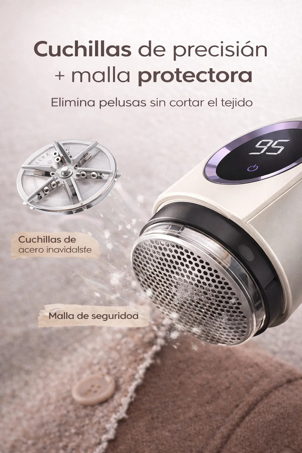 Quitapelusas eléctrico recargable | Ropa como nueva en segundos