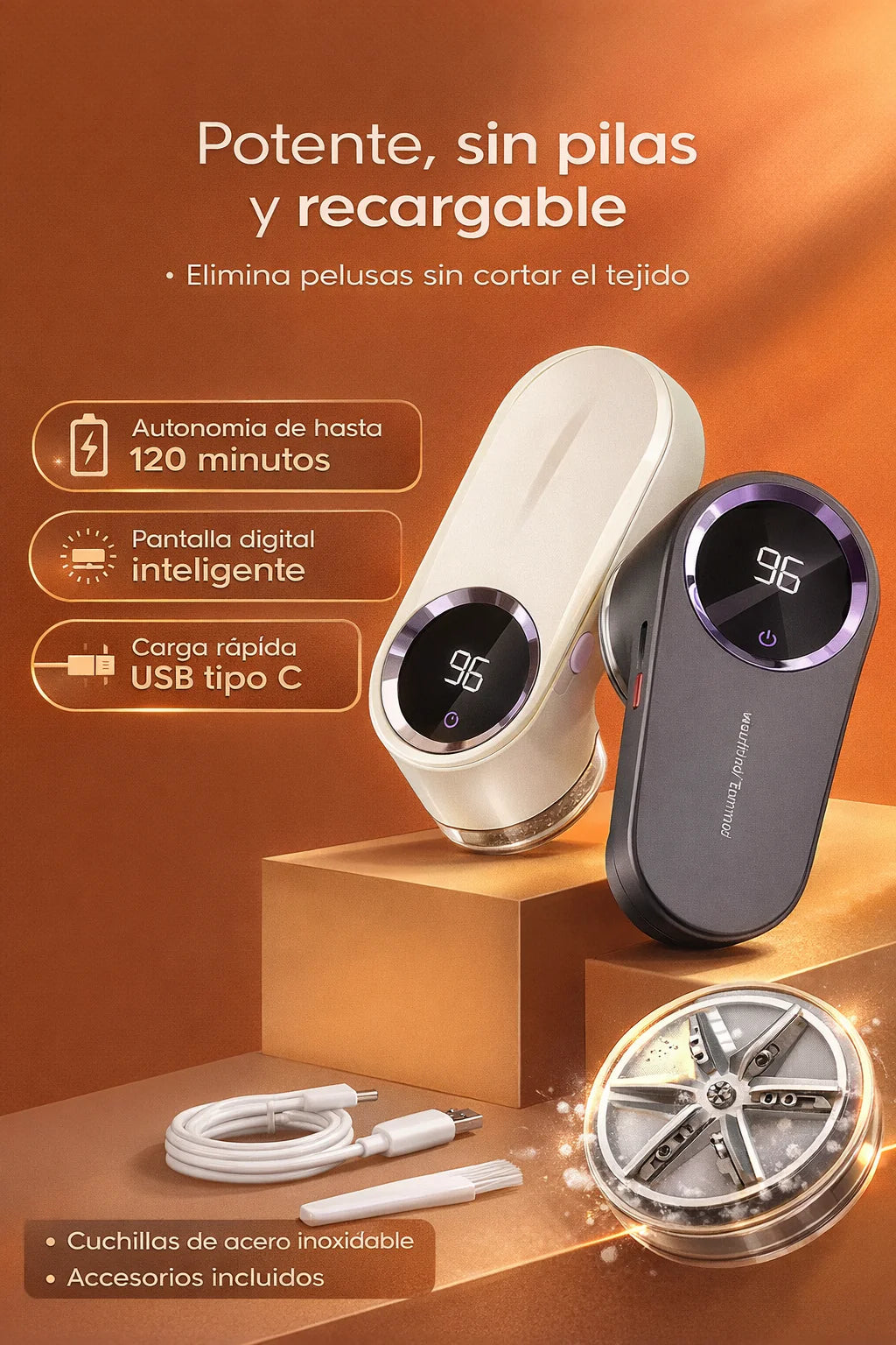 Quitapelusas eléctrico recargable | Ropa como nueva en segundos